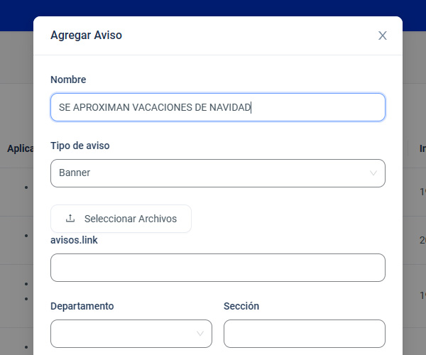 Formulario para publicar un aviso
