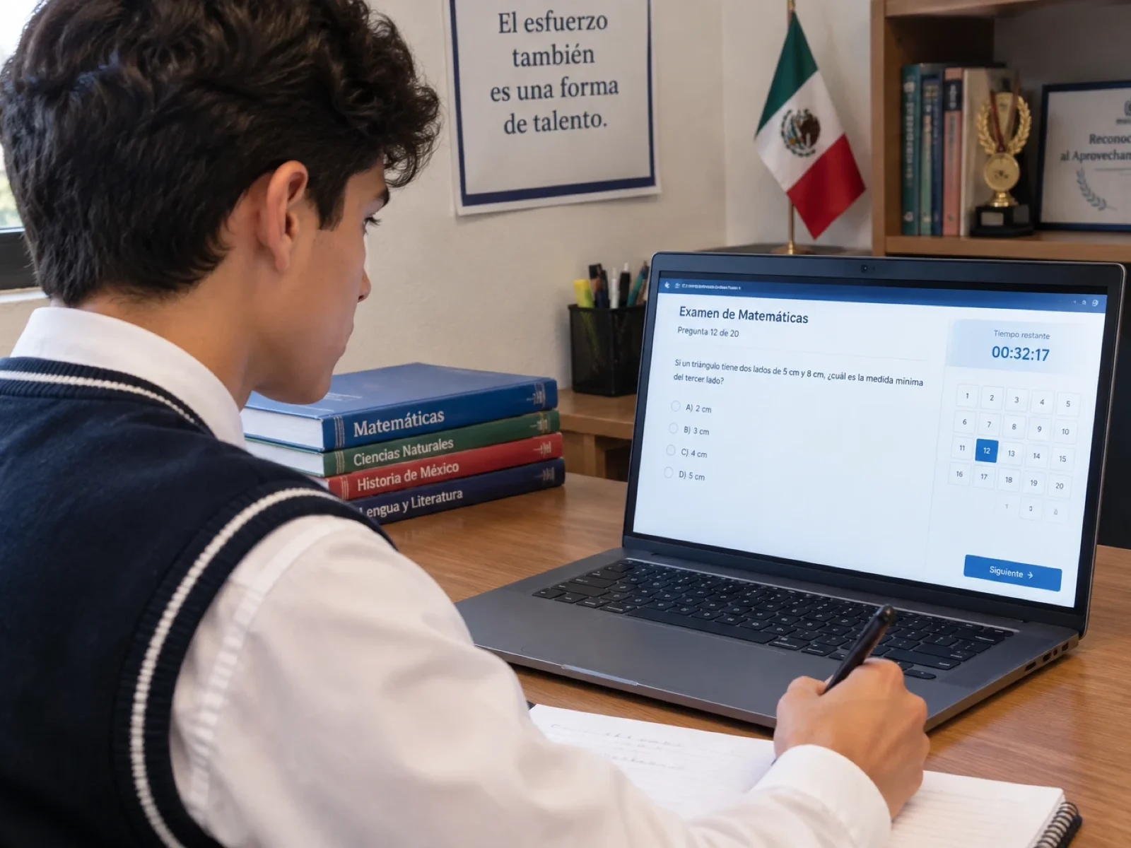 Student taking an online exam
